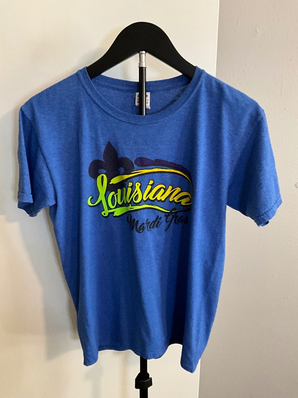 Vibrant Blue Louisiana Mardi Gras Graphic Tee – Fleur-de-lis